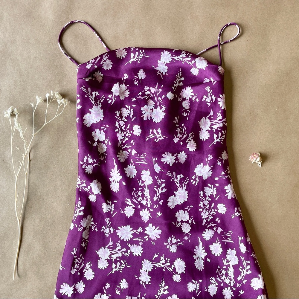 Floral Purple Spaghetti Strap Dress